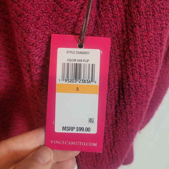 Vince Camuto NEW V Neck Balloon Sleeve Sweater Womens Small Berry Red Christmas - Picture 7 of 12